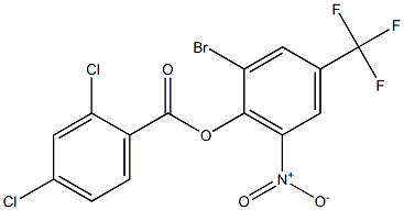 2-bromo-6-nitro-4-(trifluoromethyl)phenyl 2,4-dichlorobenzoate Struktur