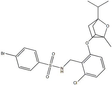 4-bromo-N-{2-chloro-6-[(4-isopropyl-1-methyl-7-oxabicyclo[2.2.1]hept-2-yl)oxy]benzyl}benzenesulfonamide Struktur