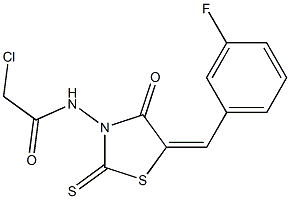 2-chloro-N-{5-[(E)-(3-fluorophenyl)methylidene]-4-oxo-2-thioxo-1,3-thiazolan-3-yl}acetamide Struktur