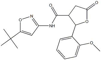 N3-[5-(tert-butyl)isoxazol-3-yl]-2-(2-methoxyphenyl)-5-oxotetrahydrofuran-3-carboxamide Struktur