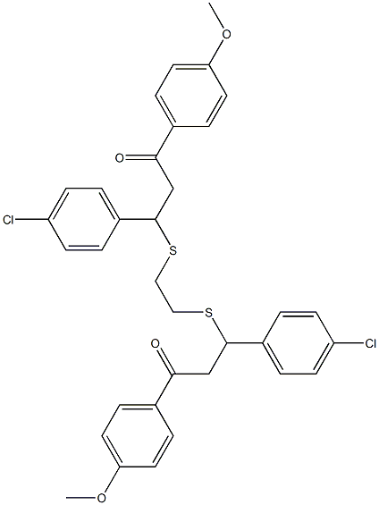 3-(4-chlorophenyl)-3-[(2-{[1-(4-chlorophenyl)-3-(4-methoxyphenyl)-3-oxopropyl]sulfanyl}ethyl)sulfanyl]-1-(4-methoxyphenyl)-1-propanone Struktur