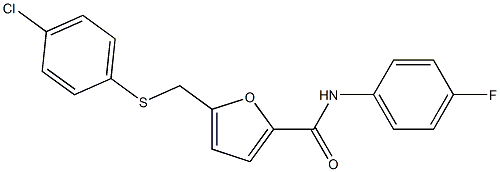 N2-(4-fluorophenyl)-5-{[(4-chlorophenyl)thio]methyl}-2-furamide Struktur