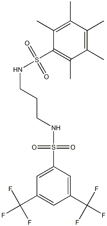 N1-[3-({[3,5-di(trifluoromethyl)phenyl]sulfonyl}amino)propyl]-2,3,4,5,6-pentamethylbenzene-1-sulfonamide Struktur