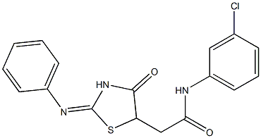 N1-(3-chlorophenyl)-2-[4-oxo-2-(phenylimino)-1,3-thiazolan-5-yl]acetamide Struktur