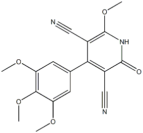 6-methoxy-2-oxo-4-(3,4,5-trimethoxyphenyl)-1,2-dihydropyridine-3,5-dicarbonitrile Struktur