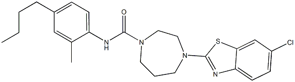 N1-(4-butyl-2-methylphenyl)-4-(6-chloro-1,3-benzothiazol-2-yl)-1,4-diazepane-1-carboxamide Struktur