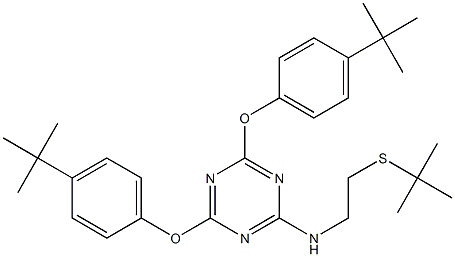 N2-[2-(tert-butylthio)ethyl]-4,6-di[4-(tert-butyl)phenoxy]-1,3,5-triazin-2-amine Struktur