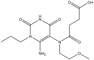 4-[(6-amino-2,4-dioxo-1-propyl-1,2,3,4-tetrahydropyrimidin-5-yl)(2-methoxyethyl)amino]-4-oxobutanoic acid Struktur