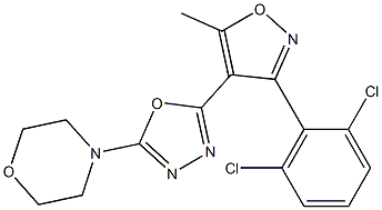 4-{5-[3-(2,6-dichlorophenyl)-5-methylisoxazol-4-yl]-1,3,4-oxadiazol-2-yl}morpholine Struktur