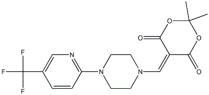 2,2-dimethyl-5-({4-[5-(trifluoromethyl)-2-pyridinyl]piperazino}methylene)-1,3-dioxane-4,6-dione Struktur