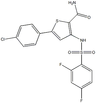 5-(4-chlorophenyl)-3-{[(2,4-difluorophenyl)sulfonyl]amino}thiophene-2-carbo xamide Struktur