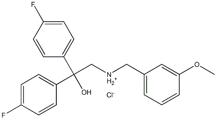 2,2-bis(4-fluorophenyl)-2-hydroxy-N-(3-methoxybenzyl)-1-ethanaminium chloride Struktur