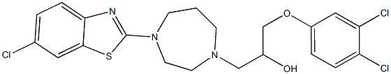 1-[4-(6-chloro-1,3-benzothiazol-2-yl)-1,4-diazepan-1-yl]-3-(3,4-dichlorophenoxy)propan-2-ol Struktur