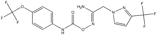 N'-({[4-(trifluoromethoxy)anilino]carbonyl}oxy)-2-[3-(trifluoromethyl)-1H-pyrazol-1-yl]ethanimidamide Struktur