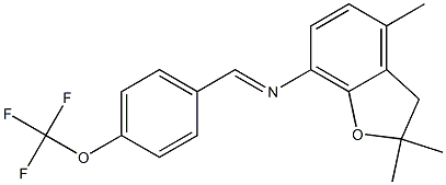 N-{(E)-[4-(trifluoromethoxy)phenyl]methylidene}-N-(2,2,4-trimethyl-2,3-dihydro-1-benzofuran-7-yl)amine Struktur