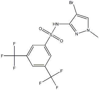 N1-(4-bromo-1-methyl-1H-pyrazol-3-yl)-3,5-di(trifluoromethyl)benzene-1-sulfonamide Struktur