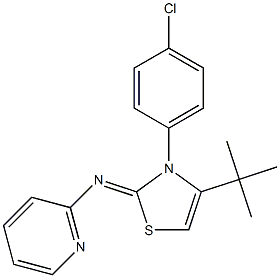 N2-[4-(tert-butyl)-3-(4-chlorophenyl)-2,3-dihydro-1,3-thiazol-2-yliden]pyridin-2-amine Struktur