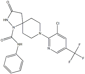 8-[3-chloro-5-(trifluoromethyl)-2-pyridinyl]-3-oxo-N-phenyl-1,2,8-triazaspiro[4.5]decane-1-carboxamide Struktur