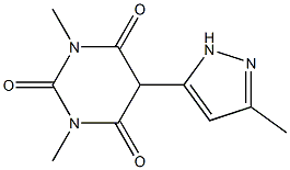 1,3-dimethyl-5-(3-methyl-1H-pyrazol-5-yl)-2,4,6(1H,3H,5H)-pyrimidinetrione Struktur