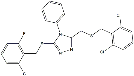 3-[(2-chloro-6-fluorobenzyl)sulfanyl]-5-{[(2,6-dichlorobenzyl)sulfanyl]methyl}-4-phenyl-4H-1,2,4-triazole Struktur