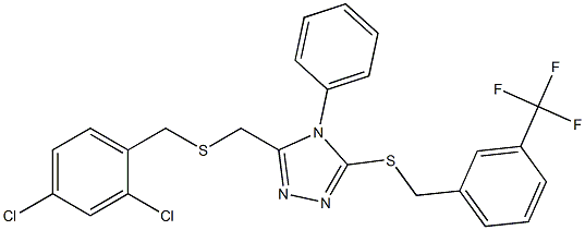 3-{[(2,4-dichlorobenzyl)sulfanyl]methyl}-4-phenyl-5-{[3-(trifluoromethyl)benzyl]sulfanyl}-4H-1,2,4-triazole Struktur