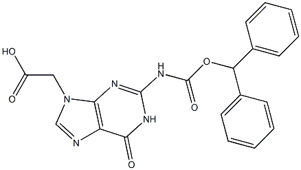 2-N-(Benzhydryloxycarbonyl)guanine-9-acetic acid Struktur