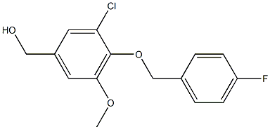 {3-chloro-4-[(4-fluorophenyl)methoxy]-5-methoxyphenyl}methanol Struktur