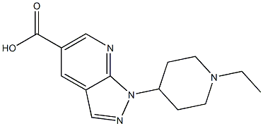 1-(1-ethylpiperidin-4-yl)-1H-pyrazolo[3,4-b]pyridine-5-carboxylic acid Struktur