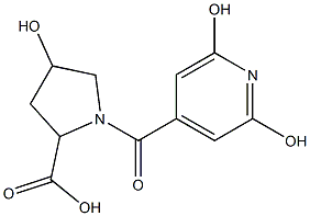 1-(2,6-dihydroxyisonicotinoyl)-4-hydroxypyrrolidine-2-carboxylic acid Struktur