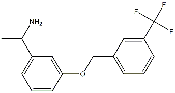 1-(3-{[3-(trifluoromethyl)phenyl]methoxy}phenyl)ethan-1-amine Struktur