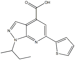 1-(butan-2-yl)-6-(thiophen-2-yl)-1H-pyrazolo[3,4-b]pyridine-4-carboxylic acid Struktur