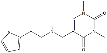 1,3-dimethyl-5-({[2-(thiophen-2-yl)ethyl]amino}methyl)-1,2,3,4-tetrahydropyrimidine-2,4-dione Struktur