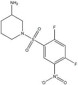 1-[(2,4-difluoro-5-nitrobenzene)sulfonyl]piperidin-3-amine Struktur