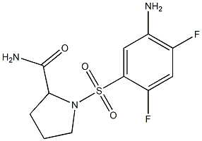 1-[(5-amino-2,4-difluorobenzene)sulfonyl]pyrrolidine-2-carboxamide Struktur