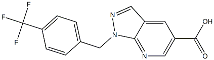 1-[4-(trifluoromethyl)benzyl]-1H-pyrazolo[3,4-b]pyridine-5-carboxylic acid Struktur