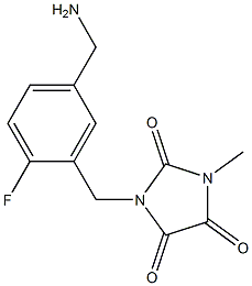 1-{[5-(aminomethyl)-2-fluorophenyl]methyl}-3-methylimidazolidine-2,4,5-trione Struktur