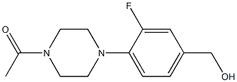 1-{4-[2-fluoro-4-(hydroxymethyl)phenyl]piperazin-1-yl}ethan-1-one Struktur