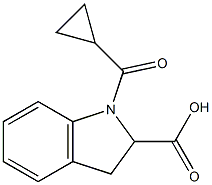 1-cyclopropanecarbonyl-2,3-dihydro-1H-indole-2-carboxylic acid Struktur