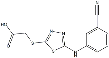 2-({5-[(3-cyanophenyl)amino]-1,3,4-thiadiazol-2-yl}sulfanyl)acetic acid Struktur