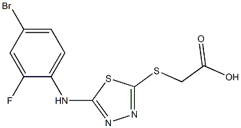 2-({5-[(4-bromo-2-fluorophenyl)amino]-1,3,4-thiadiazol-2-yl}sulfanyl)acetic acid Struktur