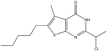 2-(1-chloroethyl)-5-methyl-6-pentyl-3H,4H-thieno[2,3-d]pyrimidin-4-one Struktur