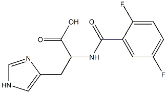 2-[(2,5-difluorobenzoyl)amino]-3-(1H-imidazol-4-yl)propanoic acid Struktur