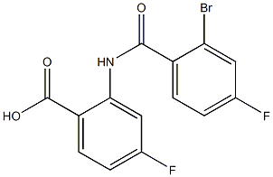 2-[(2-bromo-4-fluorobenzene)amido]-4-fluorobenzoic acid Struktur