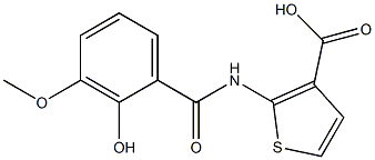 2-[(2-hydroxy-3-methoxybenzene)amido]thiophene-3-carboxylic acid Struktur