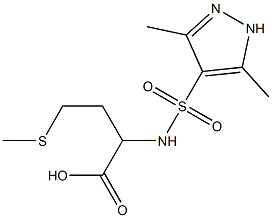 2-[(3,5-dimethyl-1H-pyrazole-4-)sulfonamido]-4-(methylsulfanyl)butanoic acid Struktur