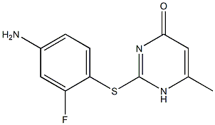 2-[(4-amino-2-fluorophenyl)sulfanyl]-6-methyl-1,4-dihydropyrimidin-4-one Struktur