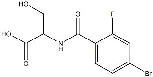 2-[(4-bromo-2-fluorobenzoyl)amino]-3-hydroxypropanoic acid Struktur