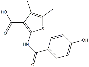 2-[(4-hydroxybenzene)amido]-4,5-dimethylthiophene-3-carboxylic acid Struktur