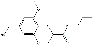 2-[2-chloro-4-(hydroxymethyl)-6-methoxyphenoxy]-N-(prop-2-en-1-yl)propanamide Struktur