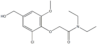 2-[2-chloro-4-(hydroxymethyl)-6-methoxyphenoxy]-N,N-diethylacetamide Struktur